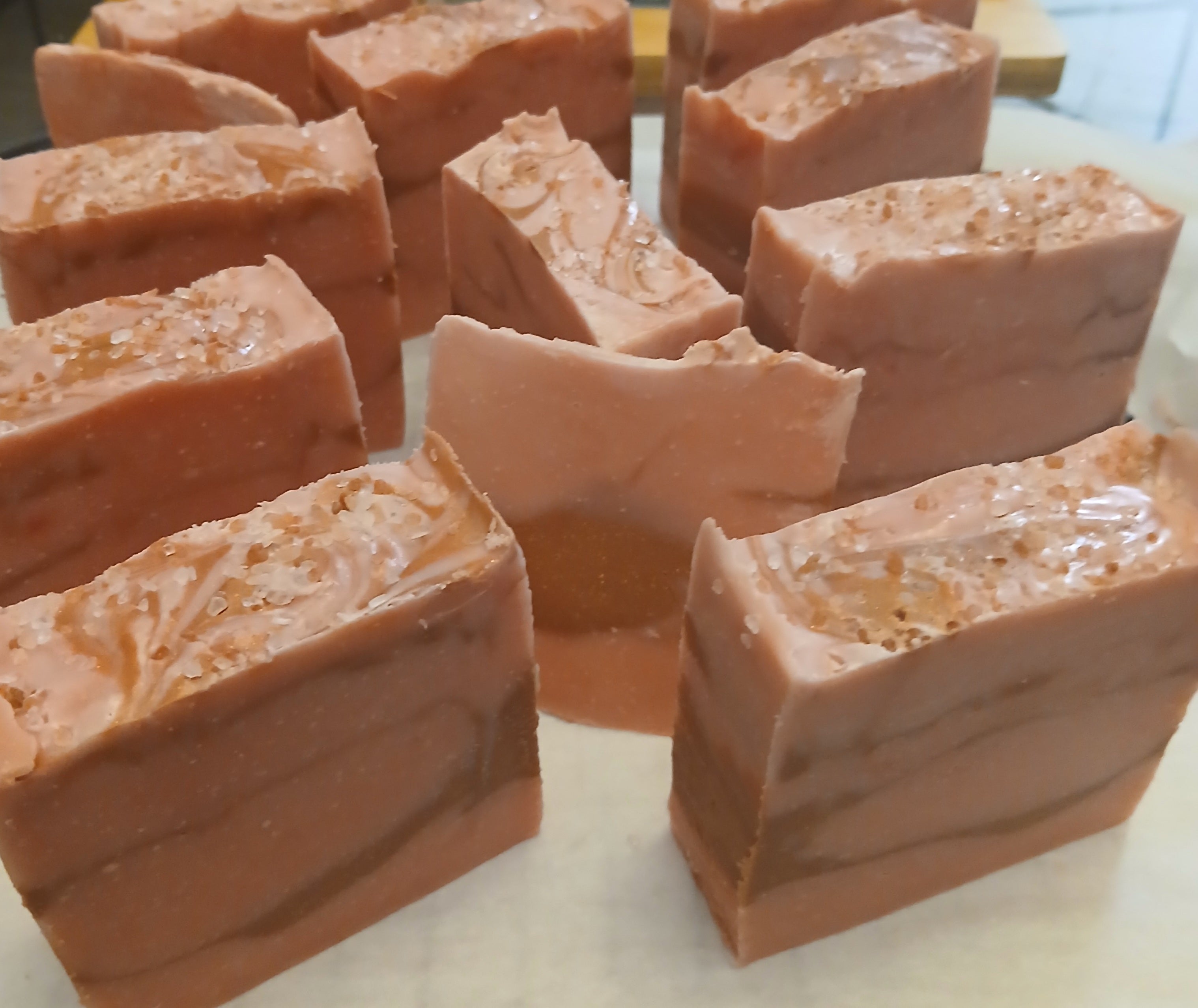 Batch of The 27th Dress handmade soap bars fresh cut