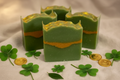 Lucky Day soap bars styled with shamrocks, four-leaf clovers, and gold coins for an Irish lucky theme
