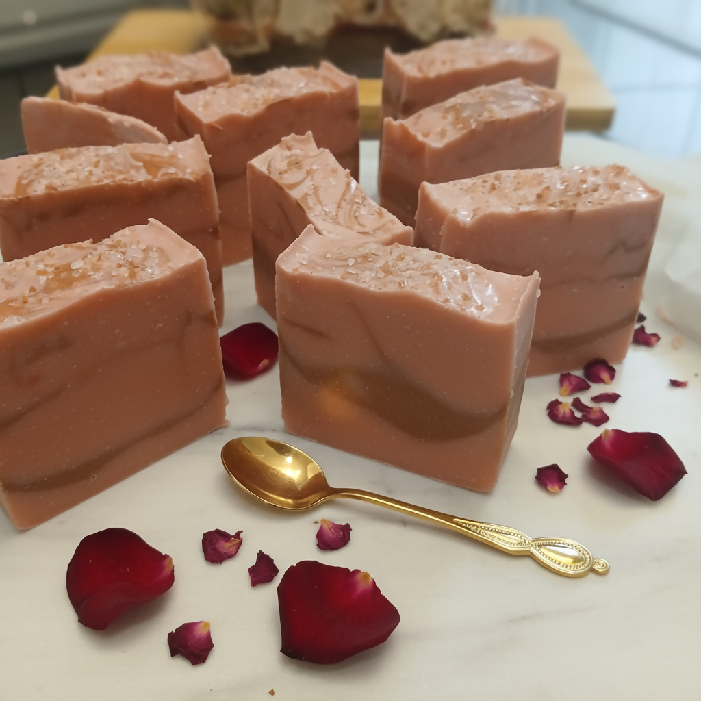 The 27th Dress tallow soap bar with rose gold fragrance, warm pink tones